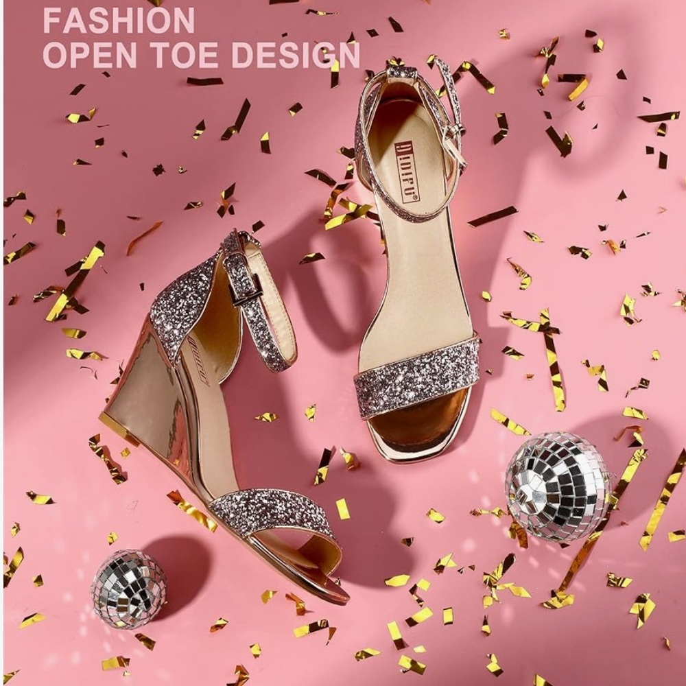 IDIFU Sparkling Pink and Gold Heels